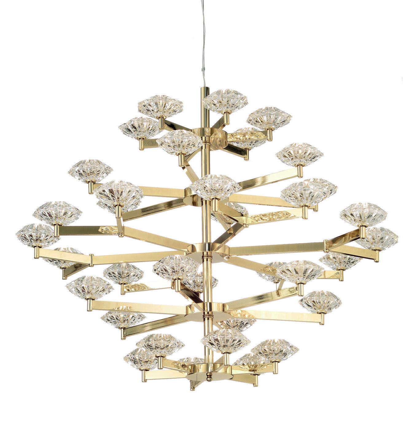 Lampadario Art Deco in Cristallo Oro