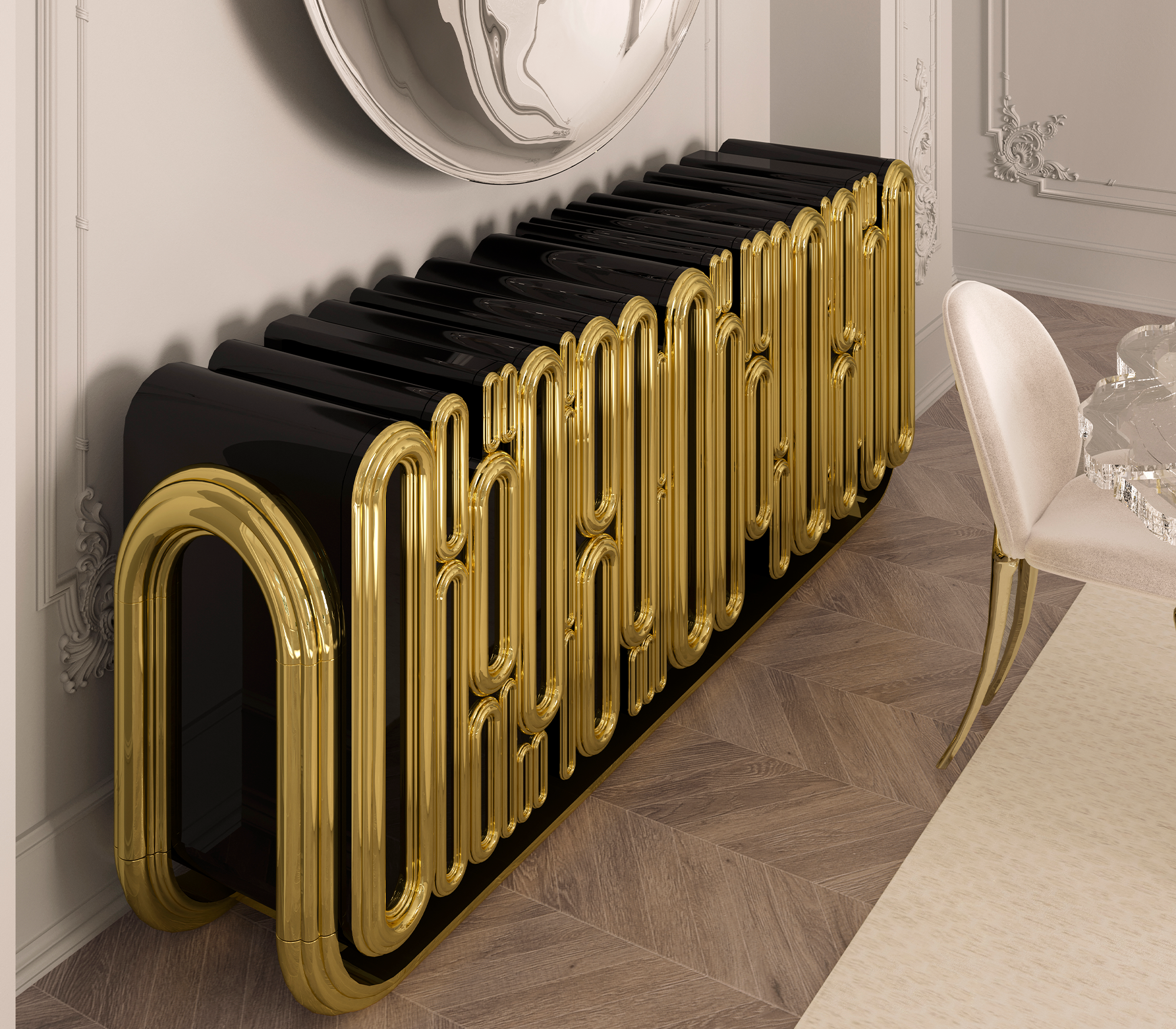 Credenza Dorata Ellipse