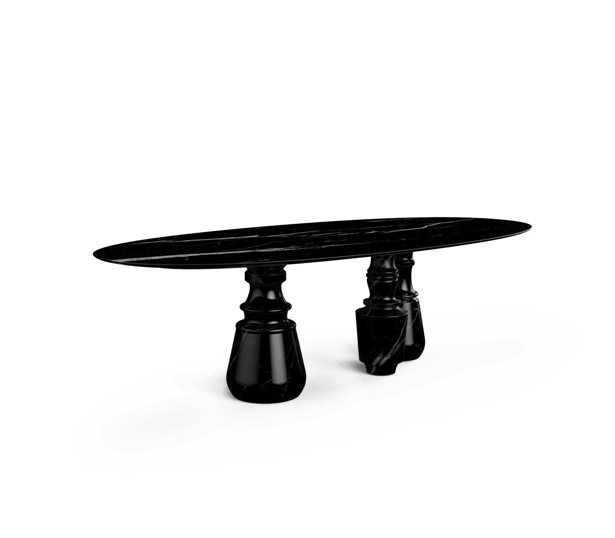 Tavolo Ovale XL in Marmo Nero Marquina Obsidian