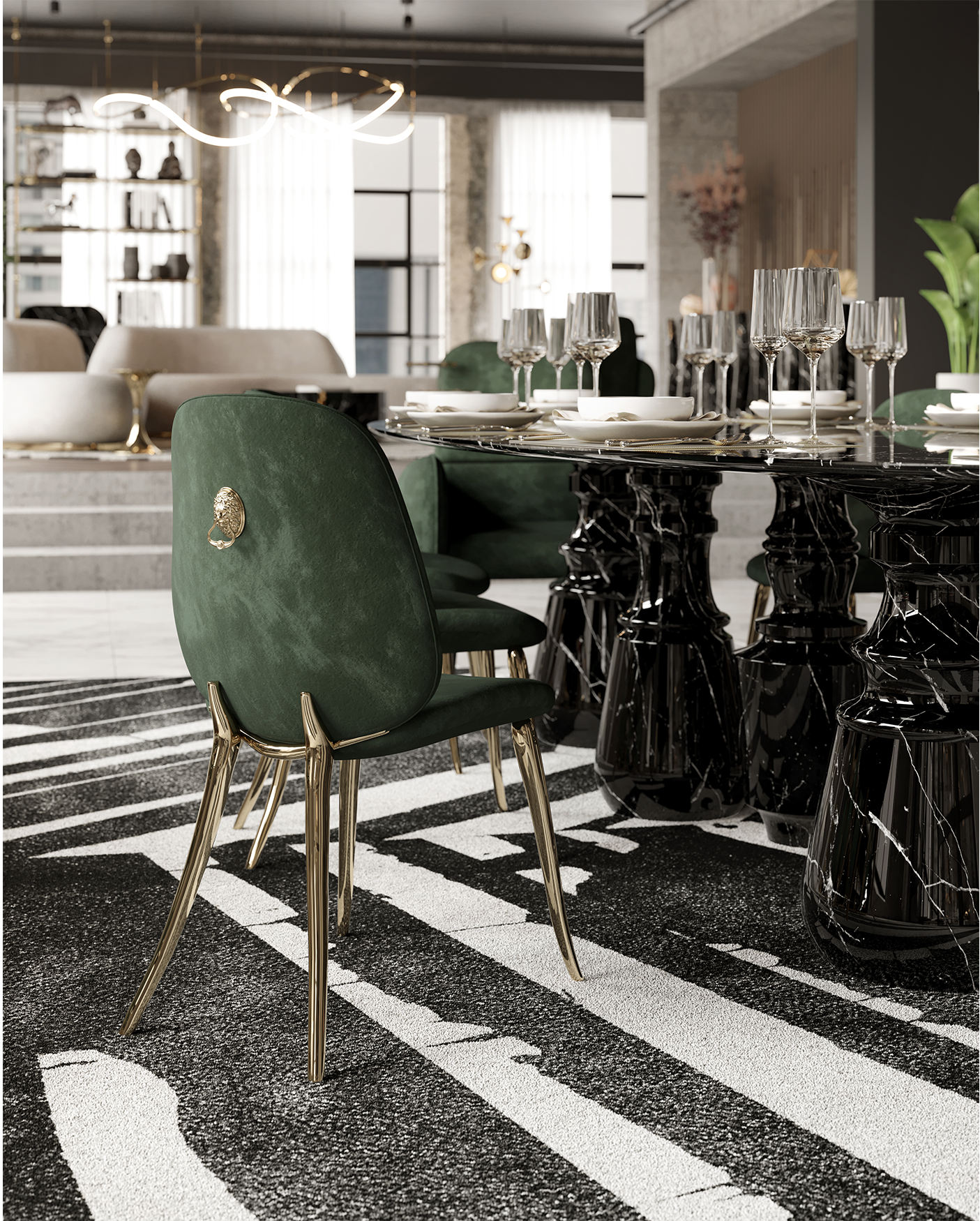 Tavolo Ovale XL in Marmo Nero Marquina Obsidian