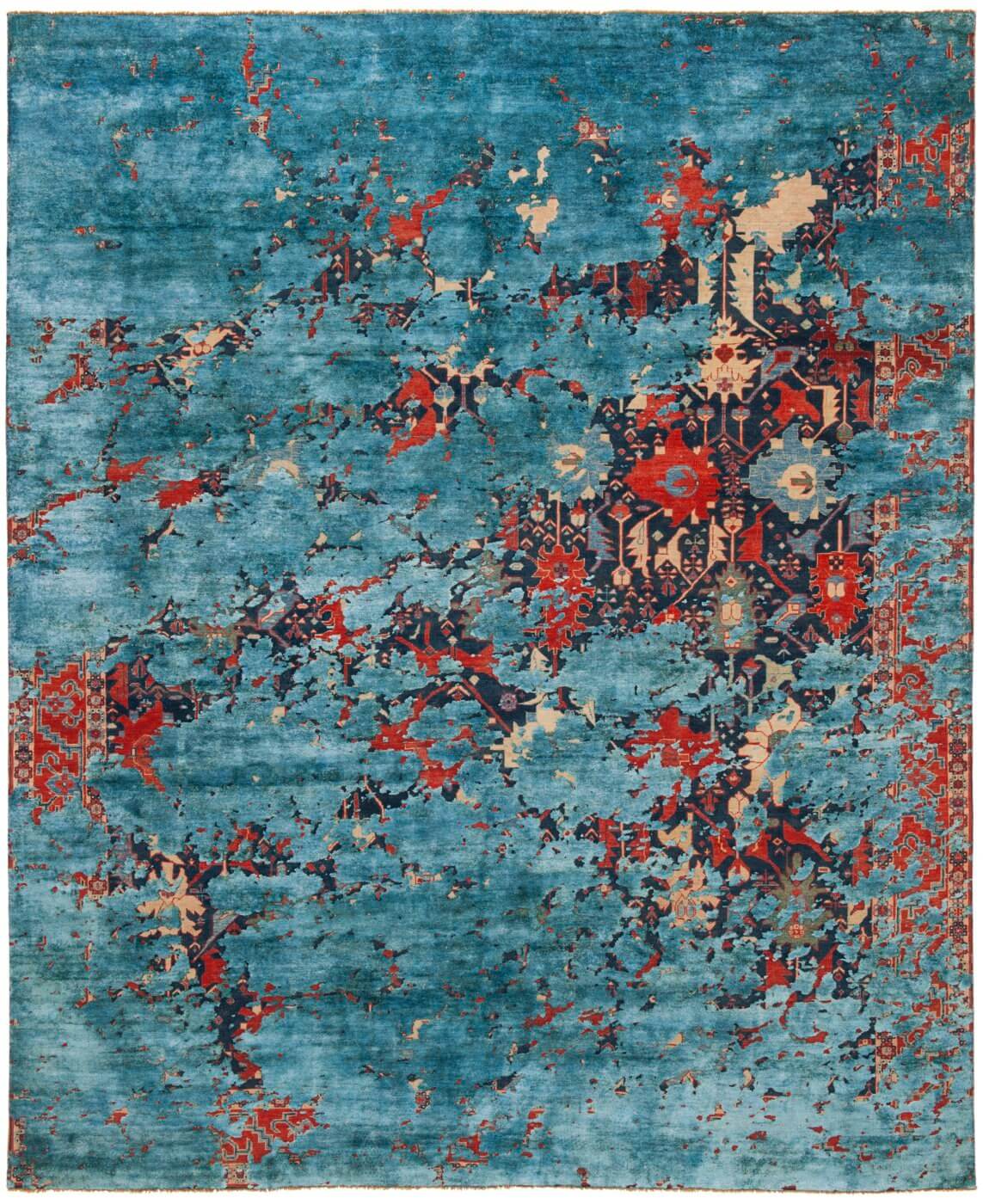 Tappeto Bidjar Leyton Aerial Blu Navy Blu Seta | Misura: 200 x 300 cm