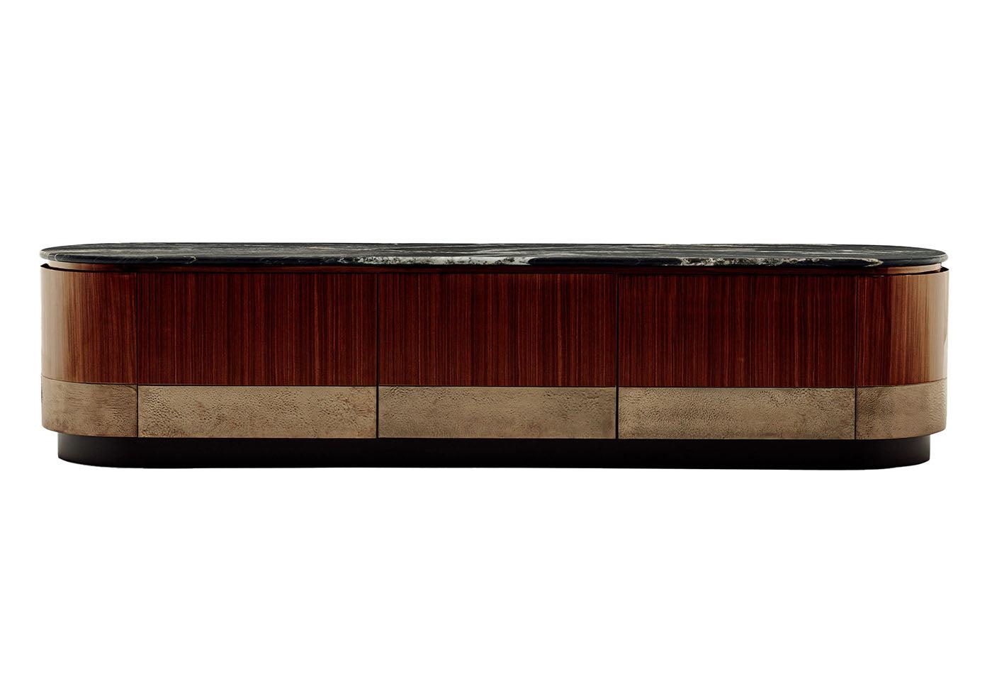 Madia TV Alma in Legno con Piano in Marmo