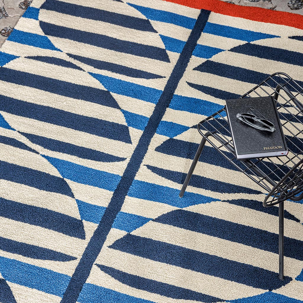 Tappeto Stelo Rigato Azzurro Esterno