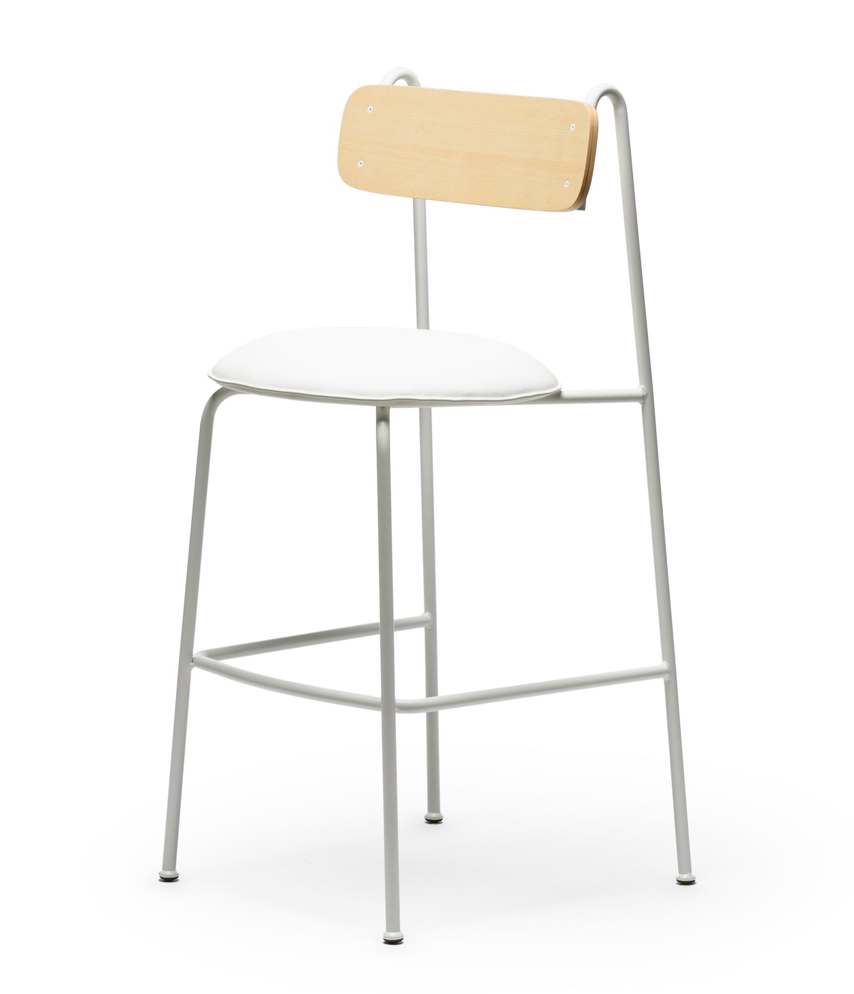 Sgabello da Bar Lena SG-75 Bianco in Frassino