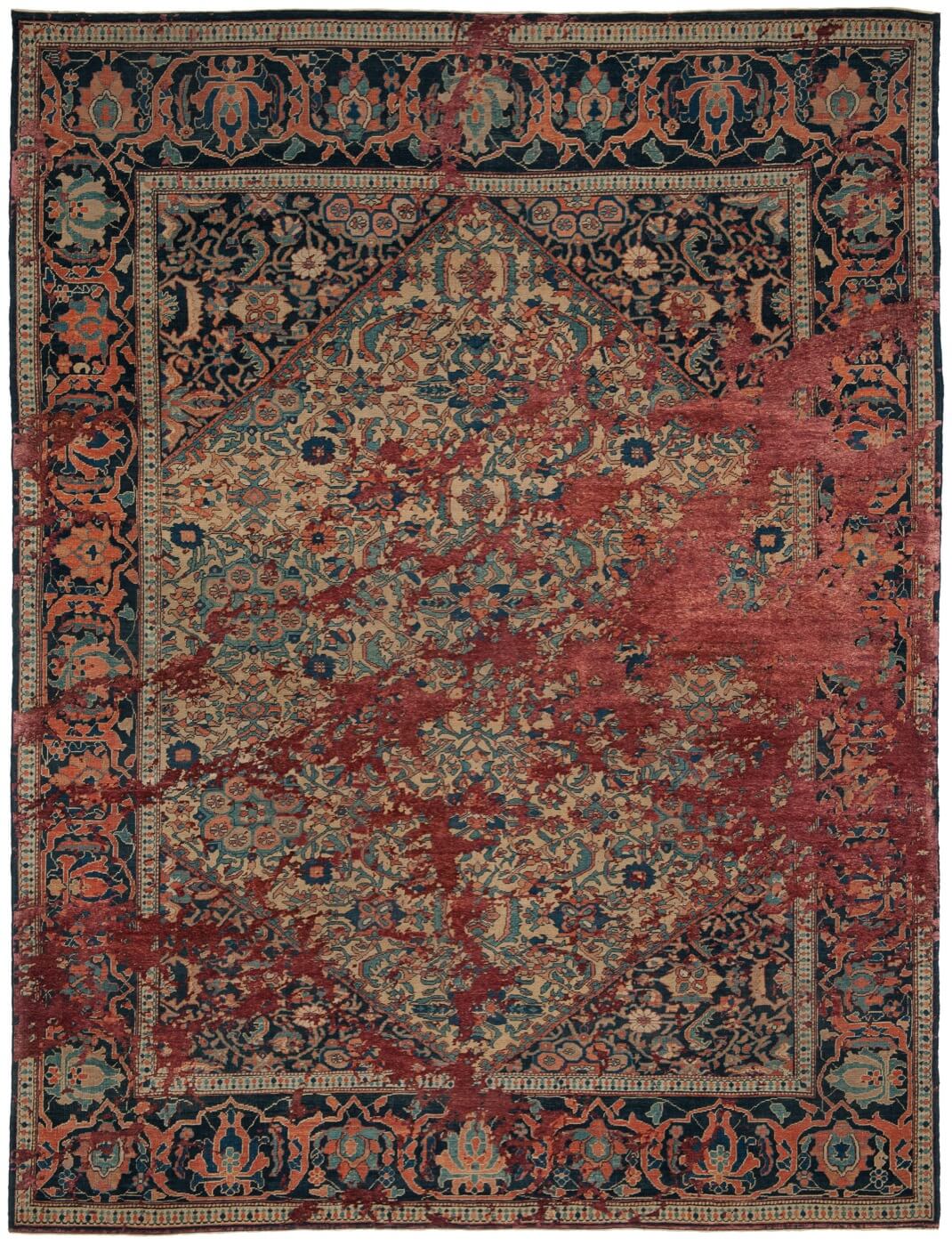 Tappeto Serapi Queensbury Sky Giallo Rosso Brunito Seta | Misura: 250 x 300 cm