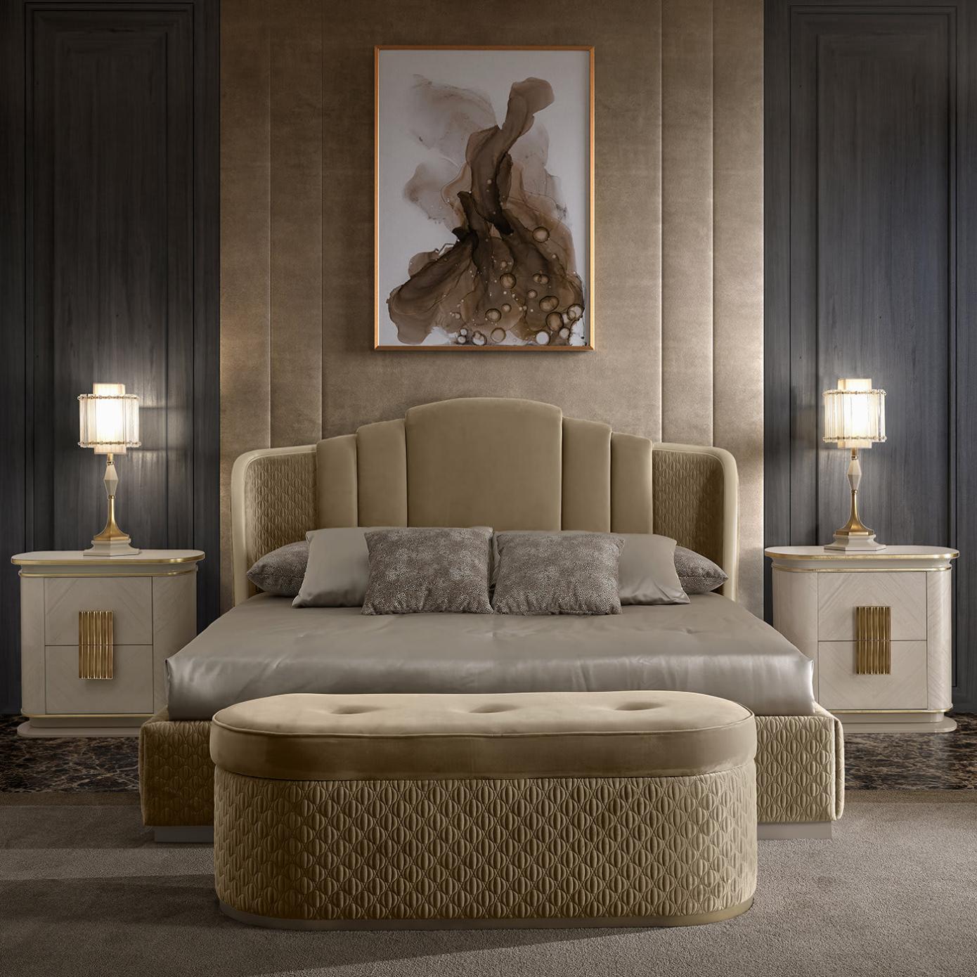 Comodino Bianco / Oro Dilan