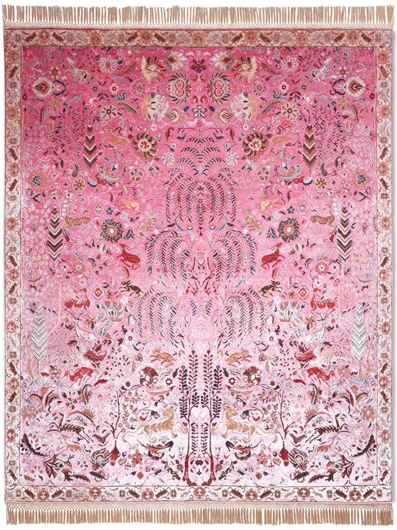 Tappeto Lusso Fatto a Mano Rosa