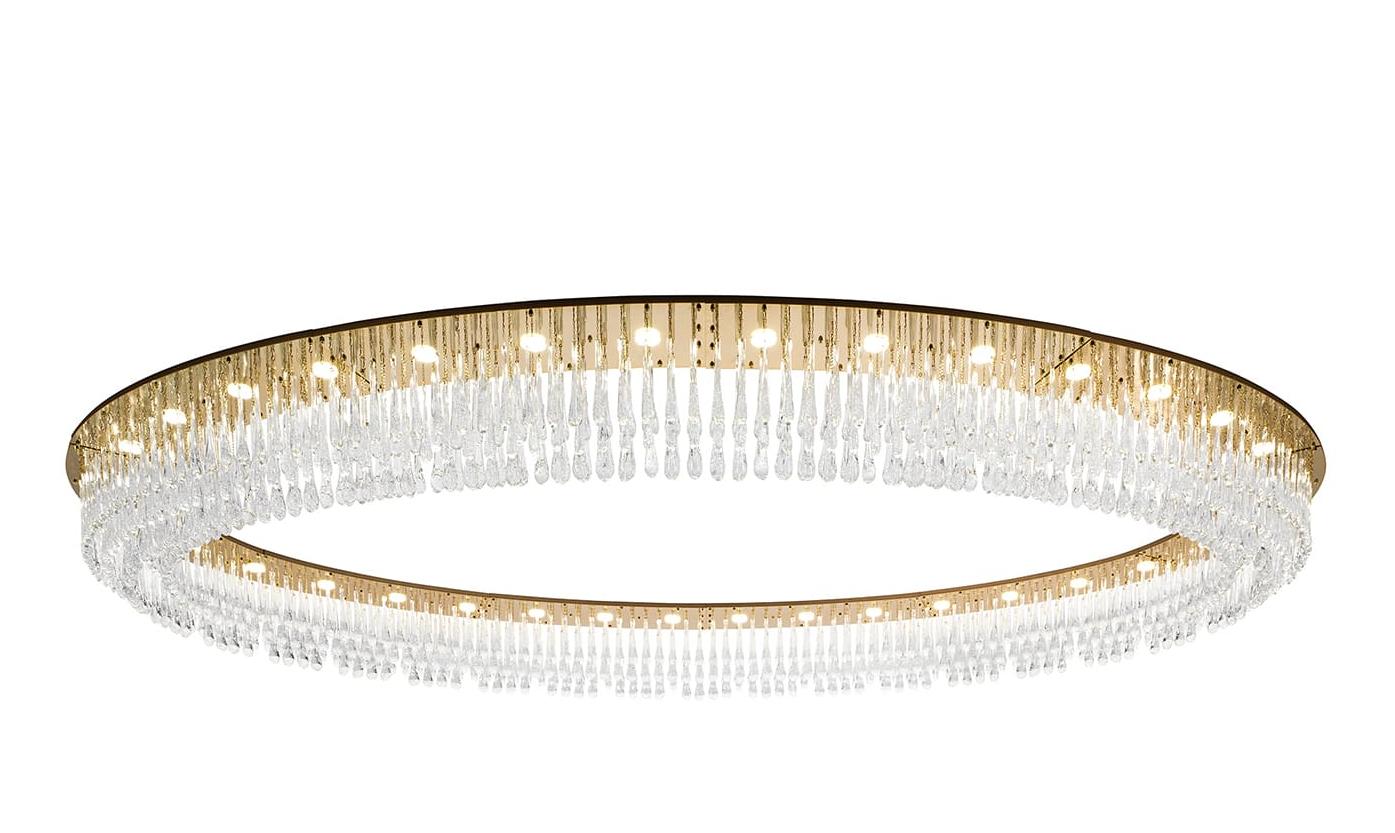 Lampadario Ovale con Gocce in Vetro di Murano