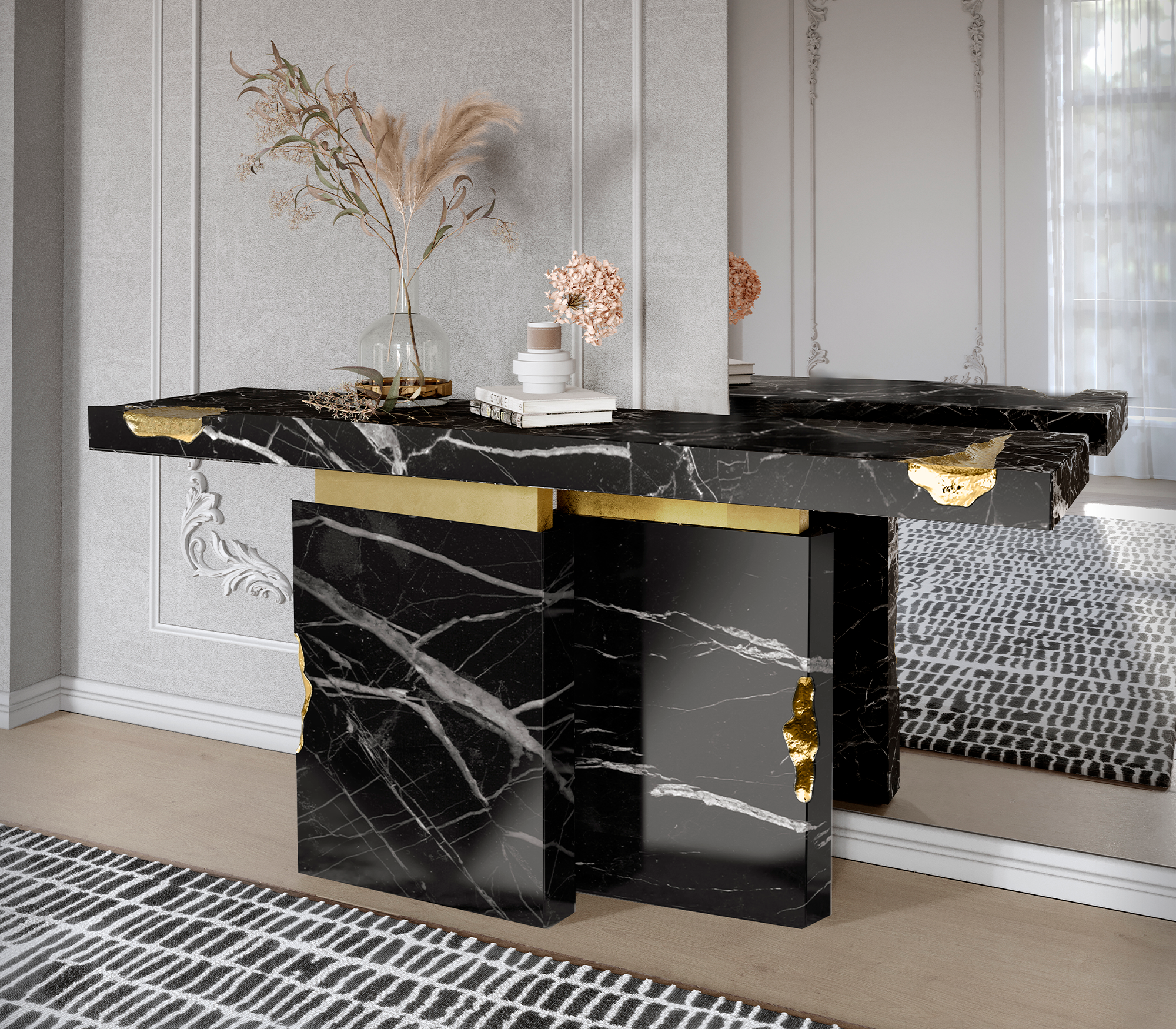 Consolle in Marmo Nero Marquina Dominion