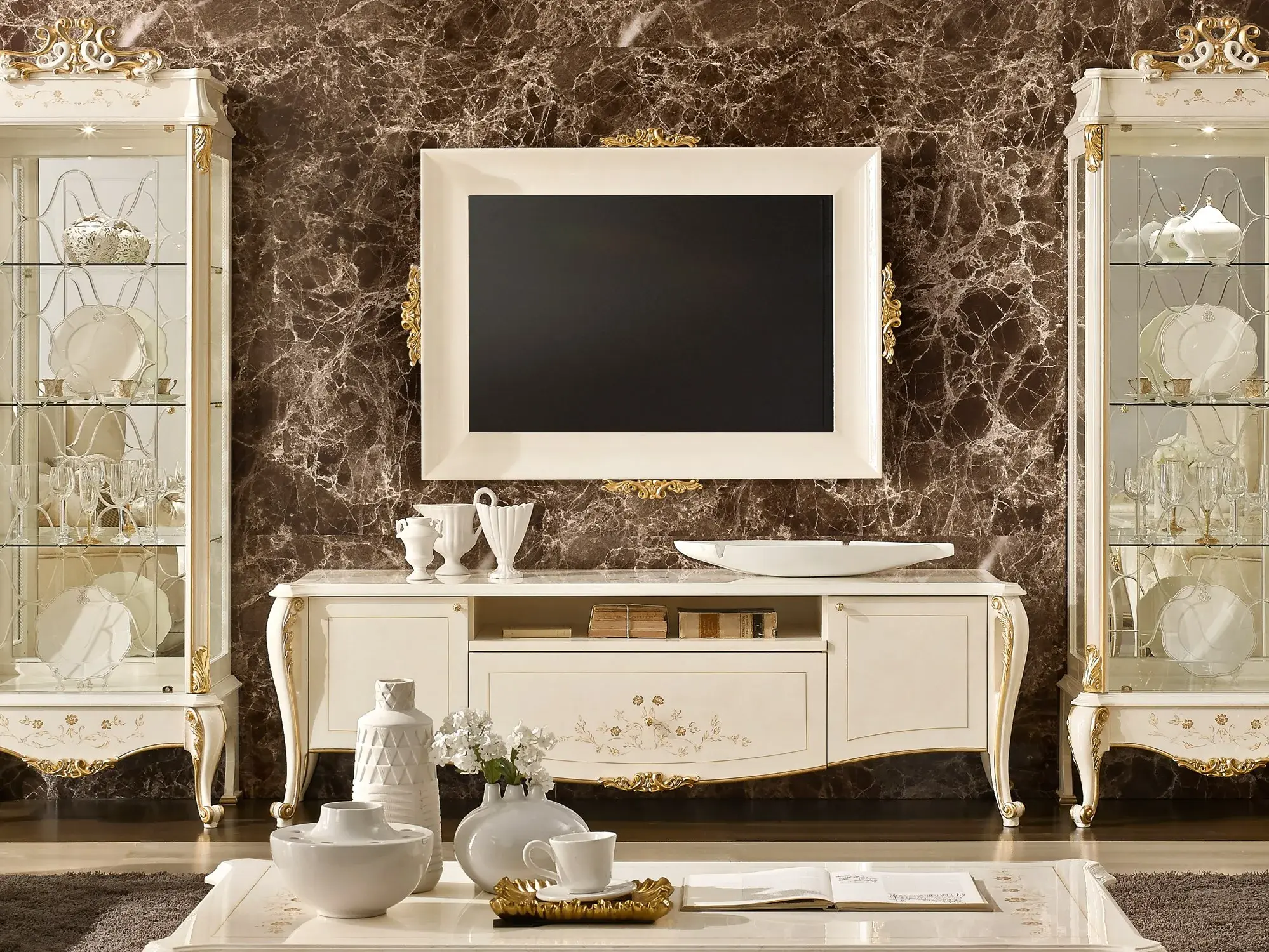 Mobile TV Italiano Avorio | Configurazione: Con cornice