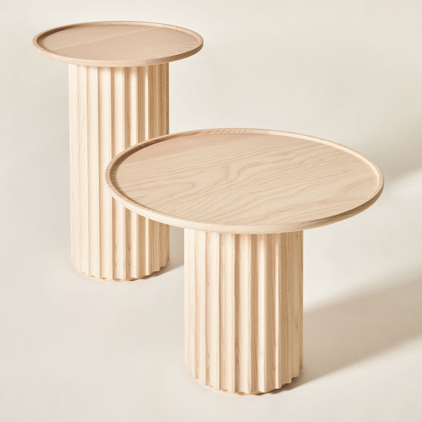 Tavolino da Caffè Frassino Naturale Capitello | Dimensioni: Ø 55 cm