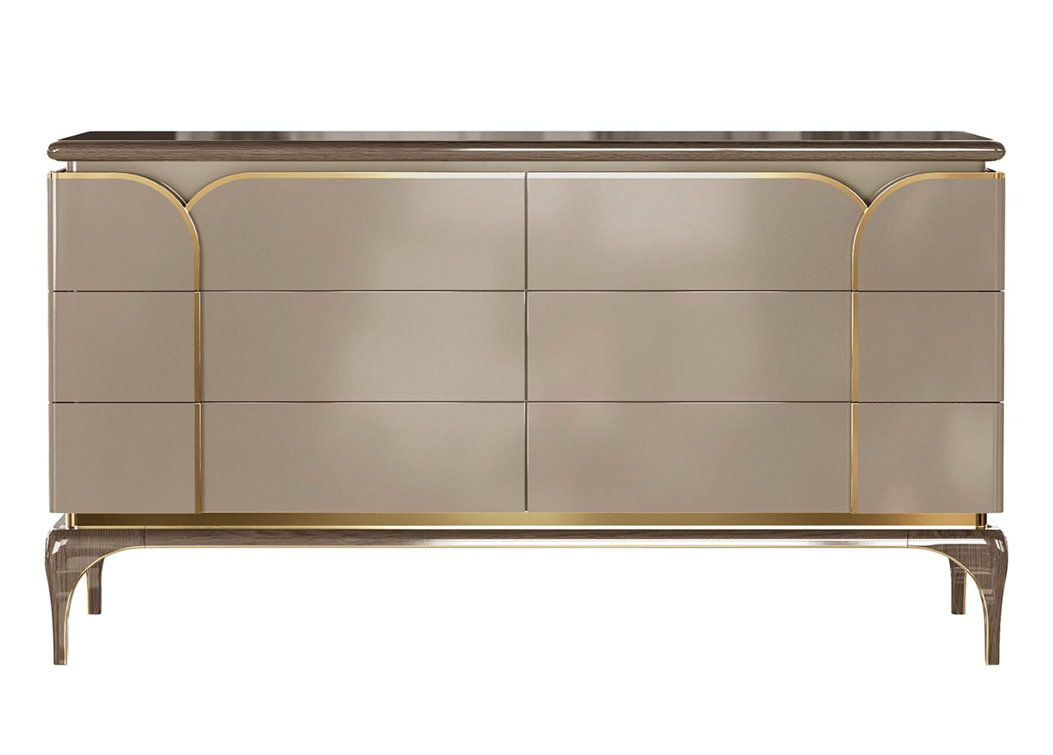 Cassettiera Beige a 4 Ante di Lusso | Configurazione: Con specchio