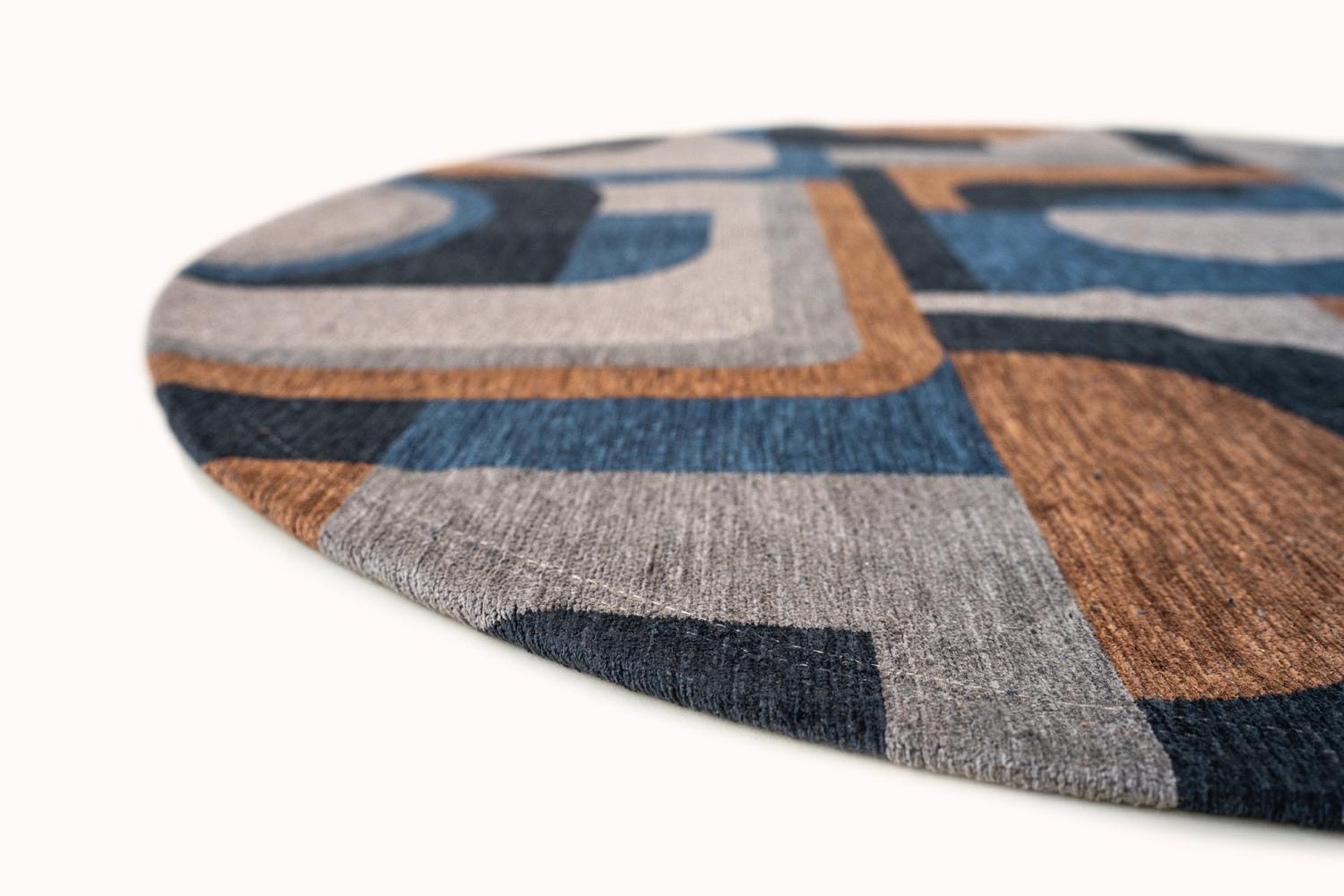 Tappeto Rotondo Camel Blue 9196