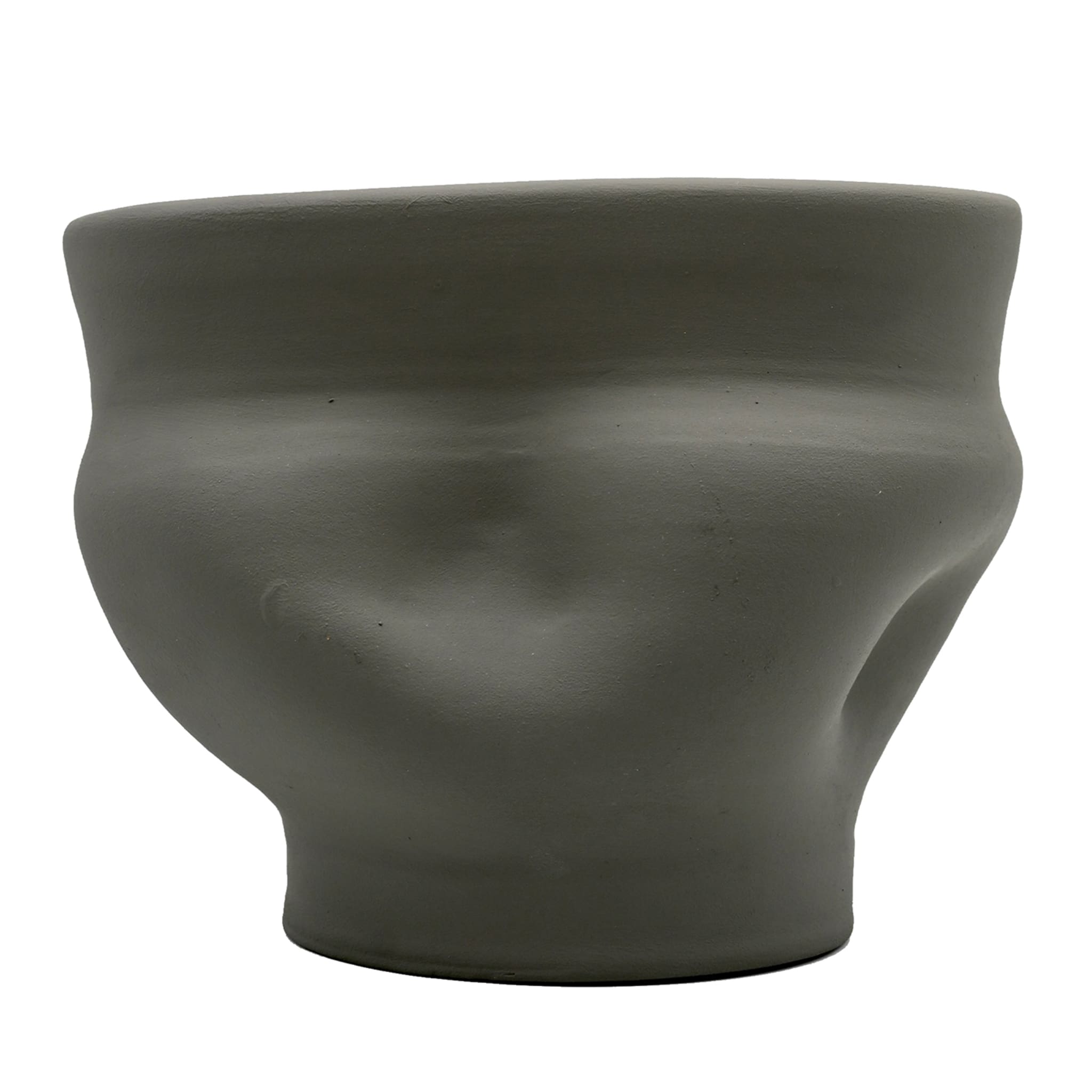 Vaso Grigio Scolpito a Mano