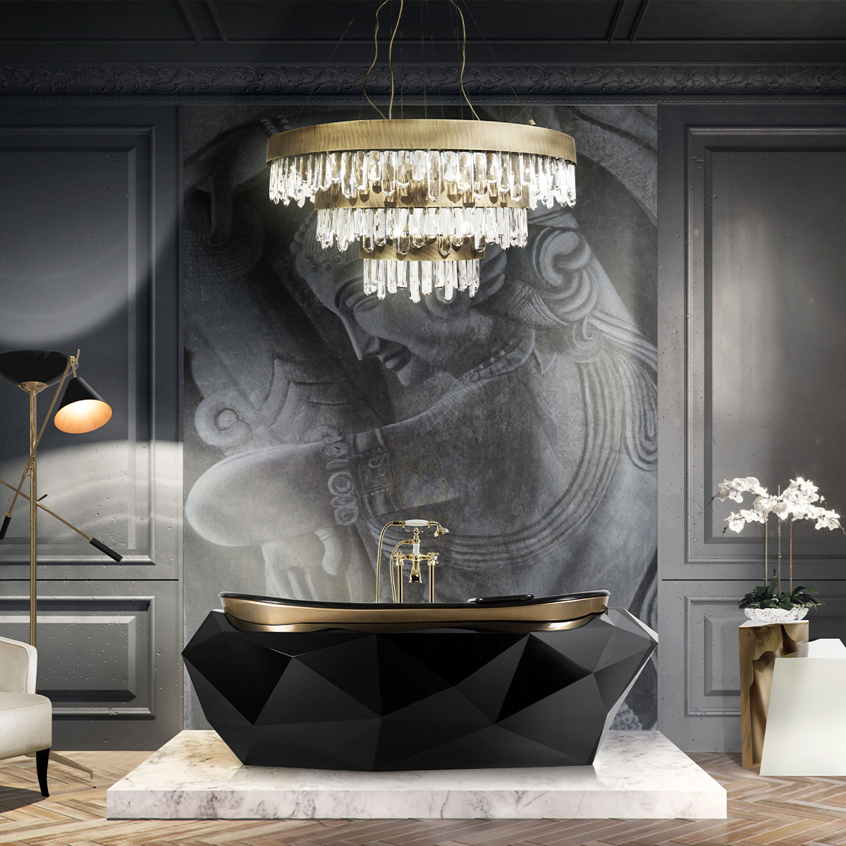 Lampadario Cascate di Ottone