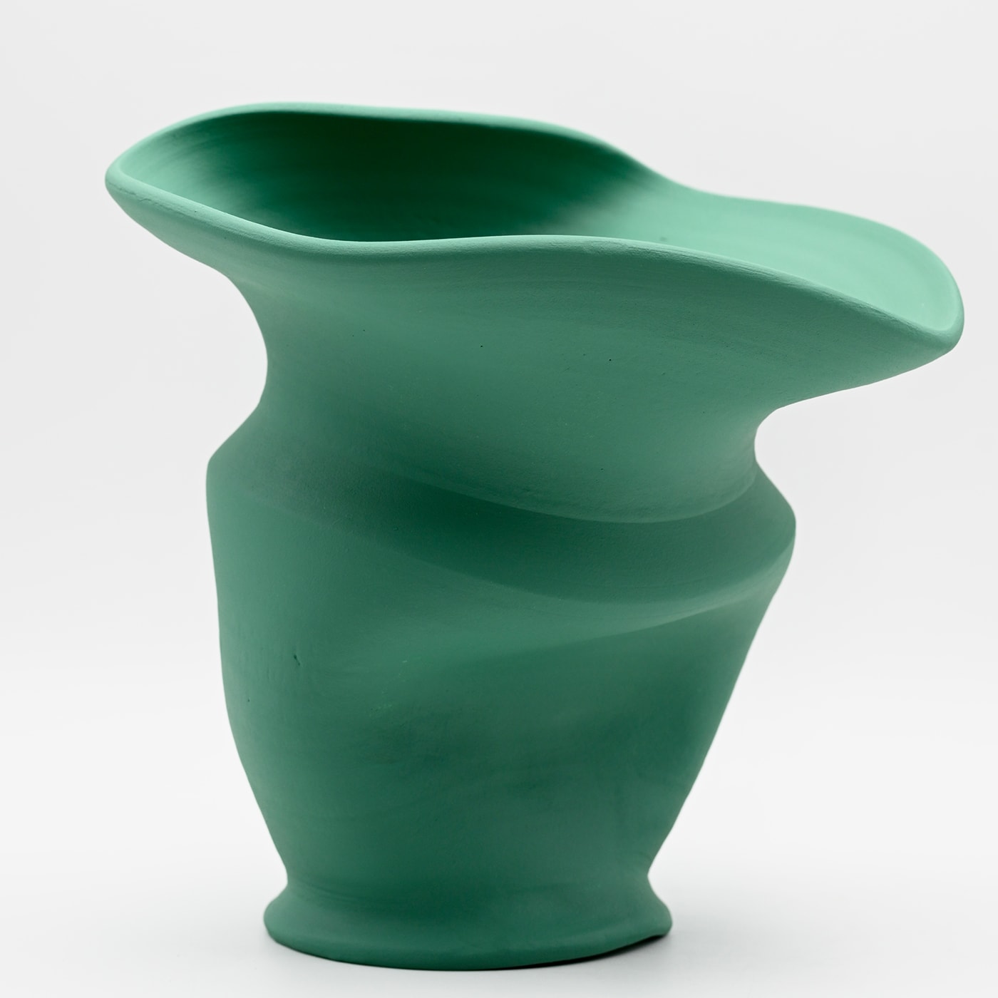 Vaso Verde Scolpito a Mano