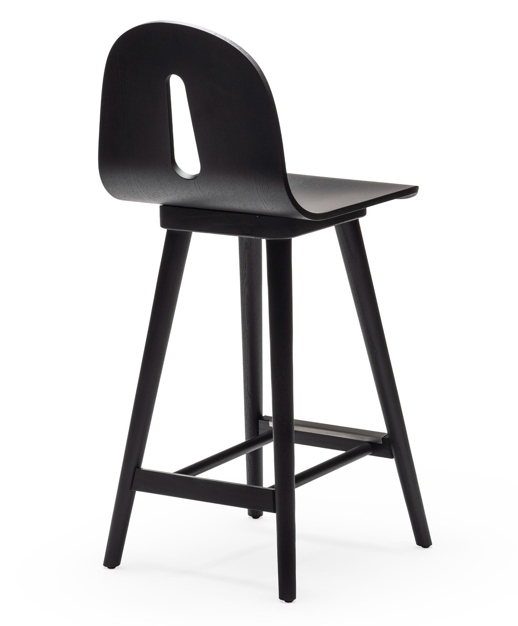 Sgabello da Bar Gotham Woody SG-65 in Frassino Nero