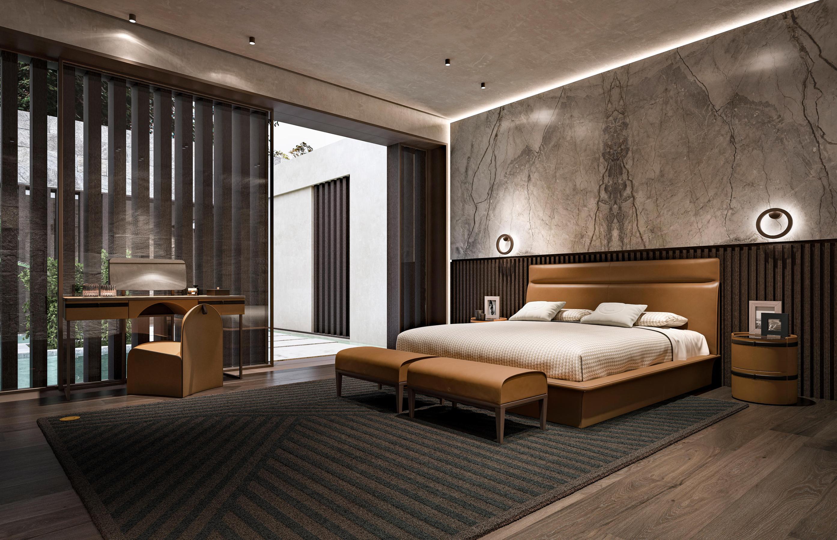Letto Moderno in Pelle con Testiera | Misura del materasso: 180 x 200 cm