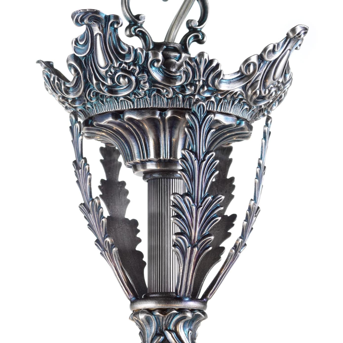 Lampadario Classico con Finitura Blu e Argento