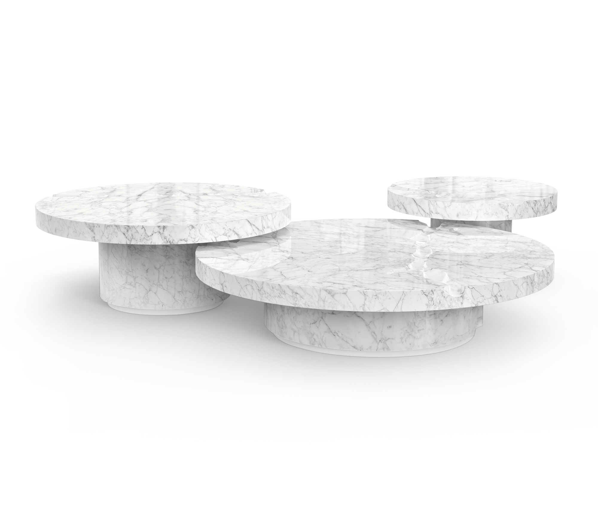 Set Tavolini Centrali in Marmo Carrara Dominion (3 Pezzi)