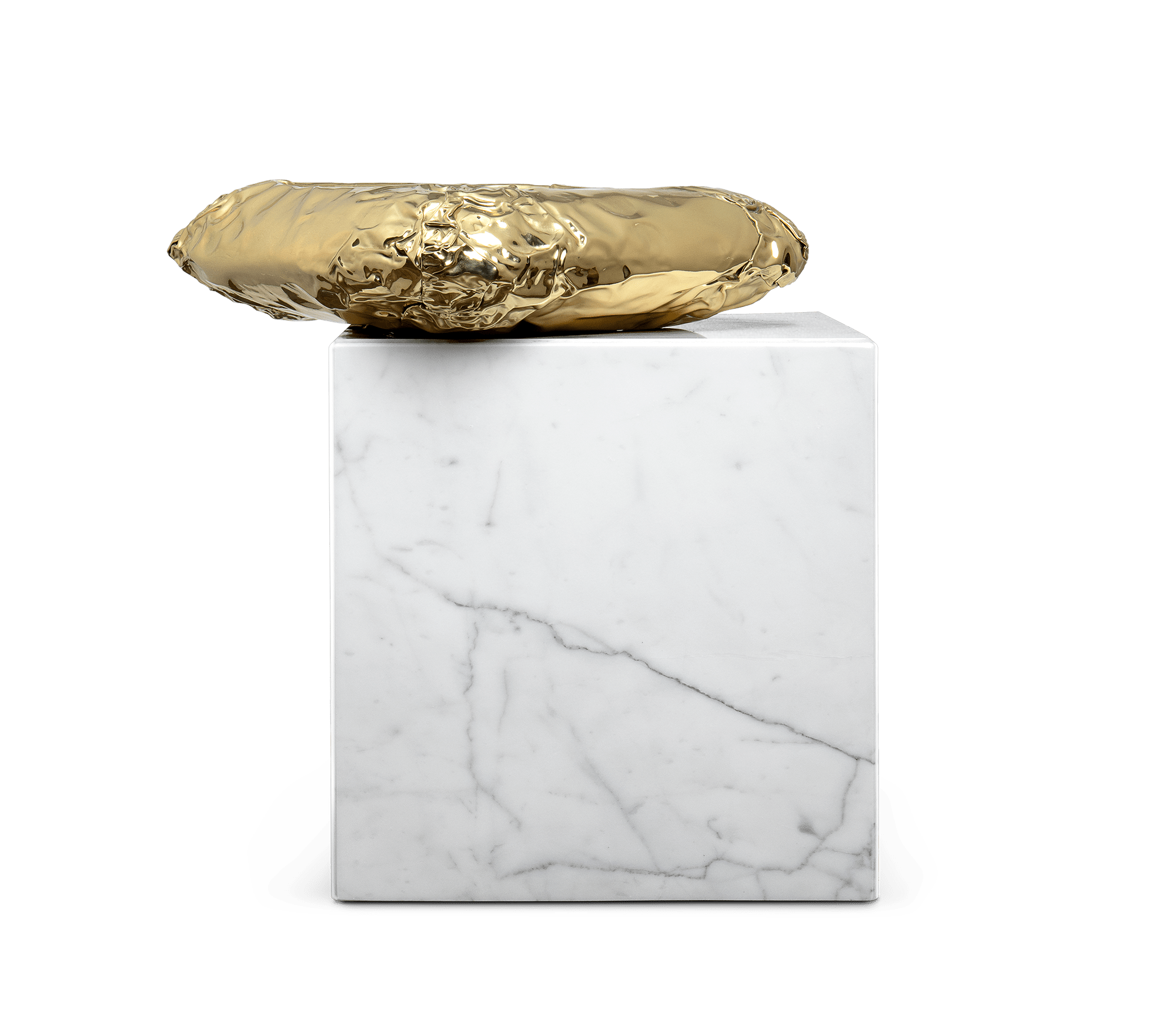 Tavolino Laterale in Marmo Carrara Megalith