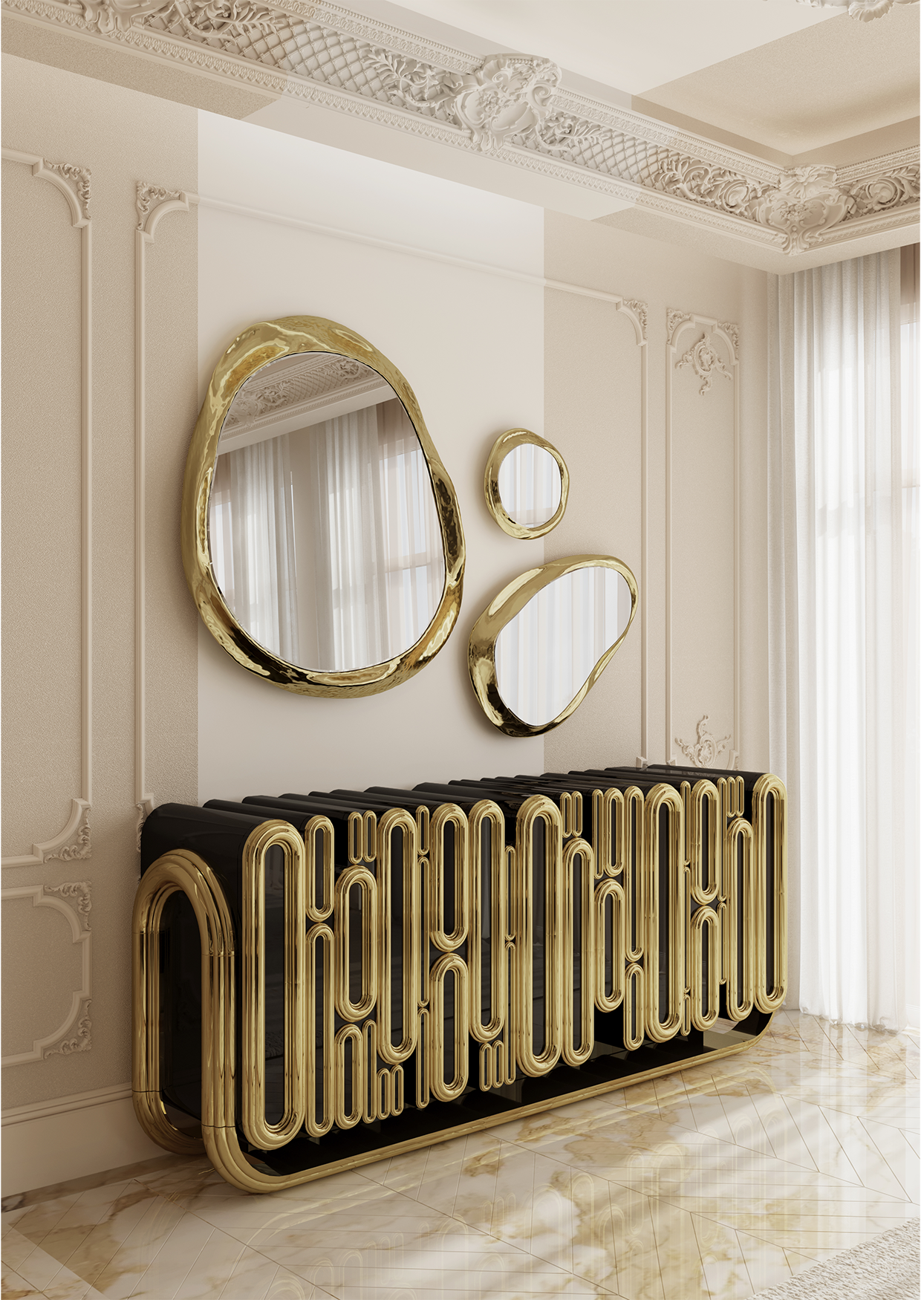 Credenza Dorata Ellipse