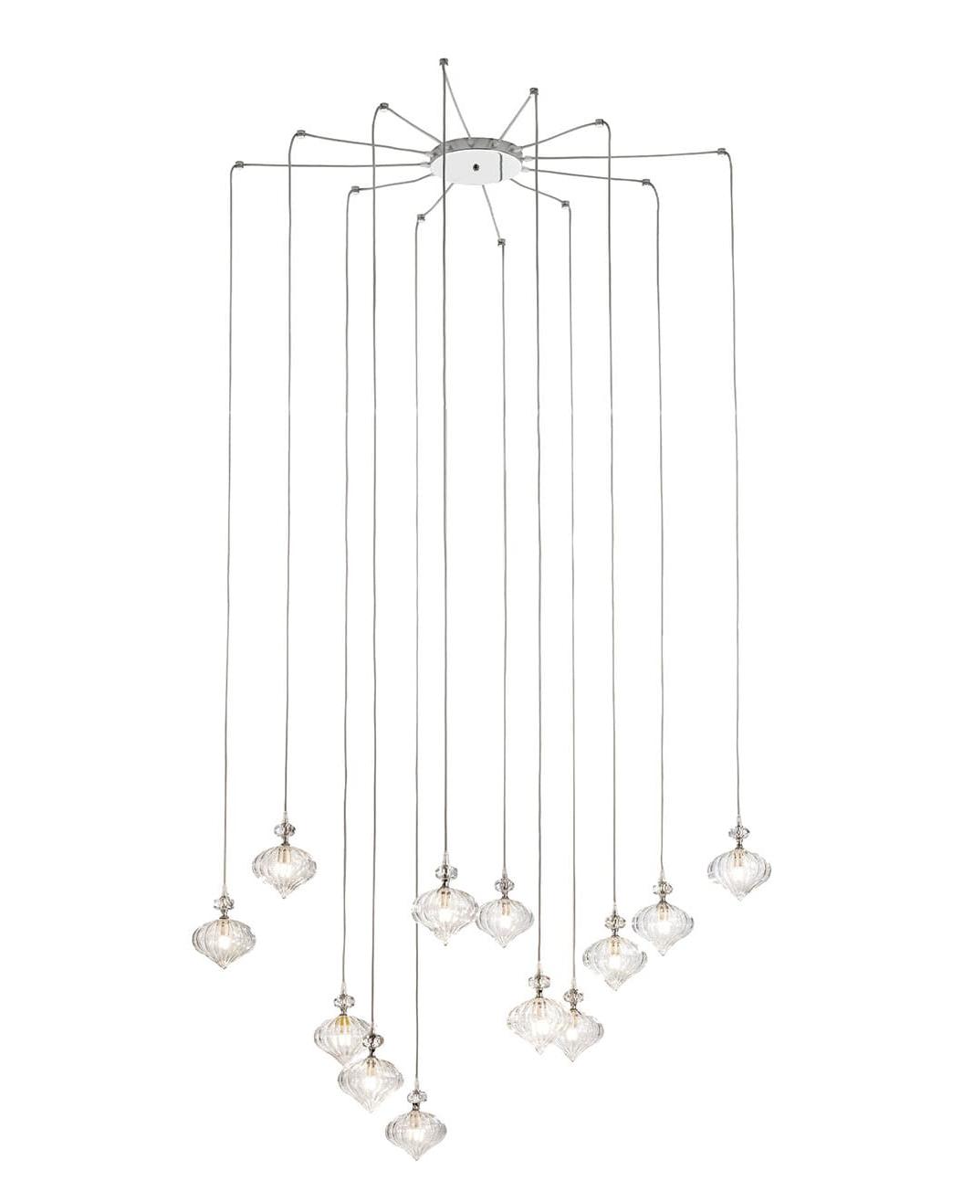 Lampadario Murano a 12 Luci in Vetro Soffiato