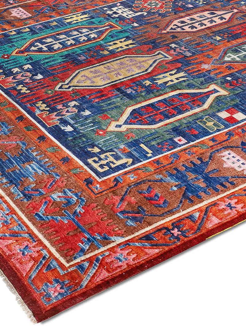 Tappeto Lusso Flat Blu/Rosso | Misura: 140 x 210 cm
