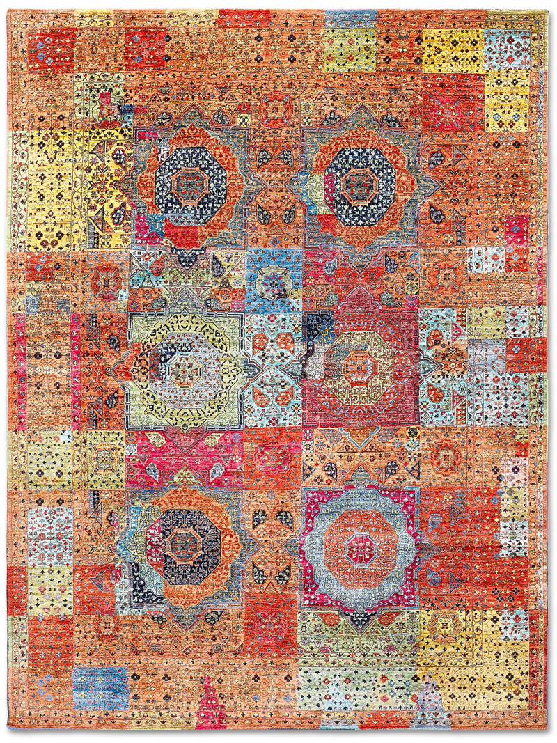 Tappeto Annodato Cosmic Arancio