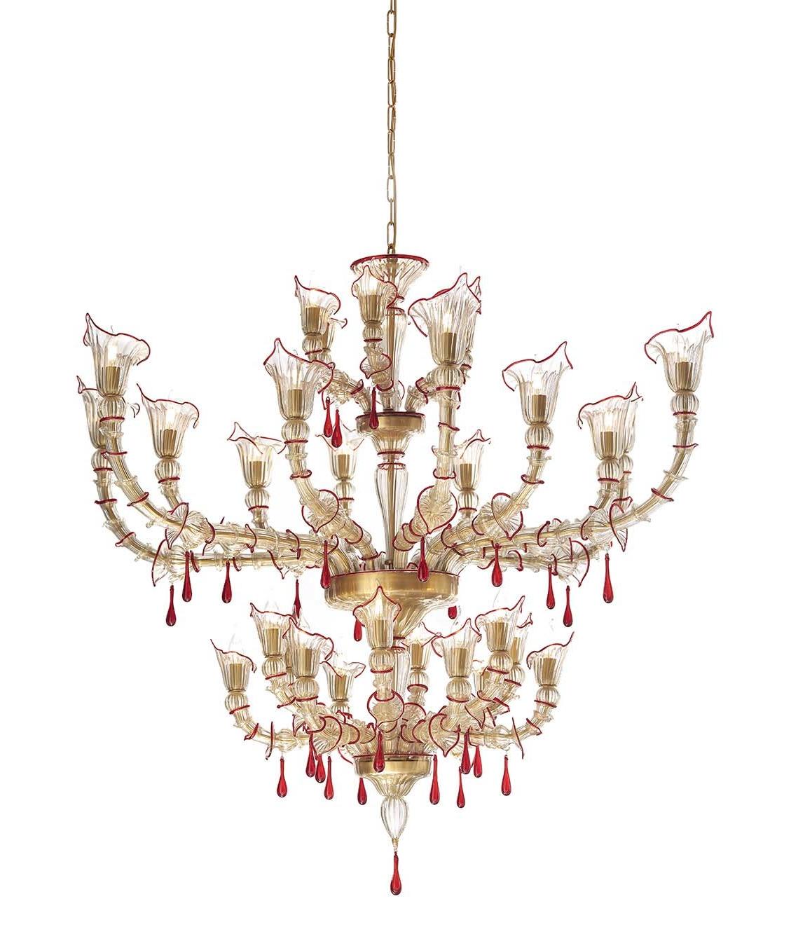 Lampadario Rezzonico in Vetro di Murano Oro