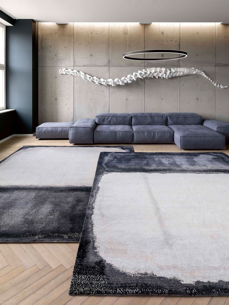 Tappeto Tessuto Bianco Grigio