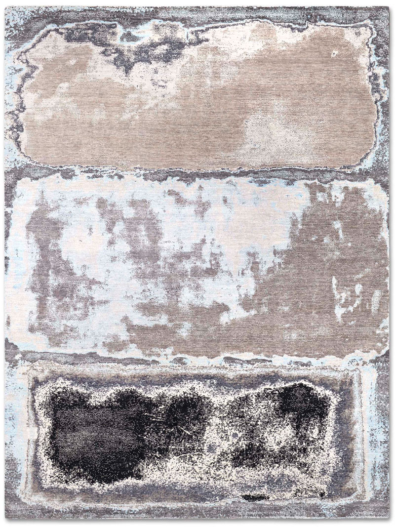 Tappeto Lusso Fatto a Mano Argento/Grigio Astratto