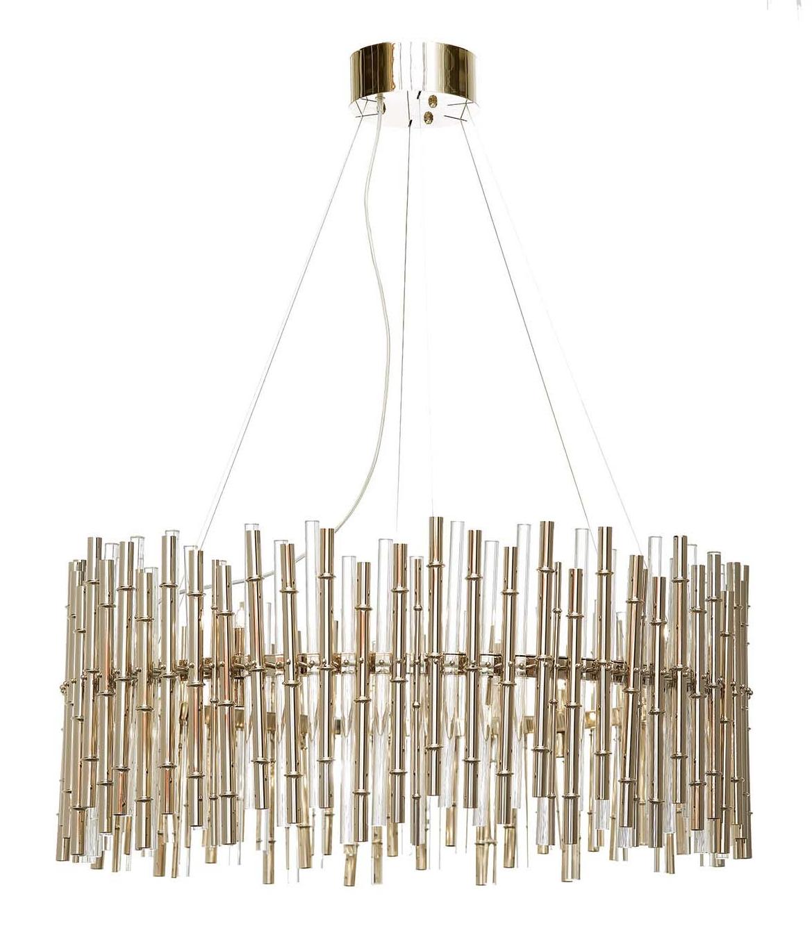 Lampadario in Vetro Bamboo e Oro