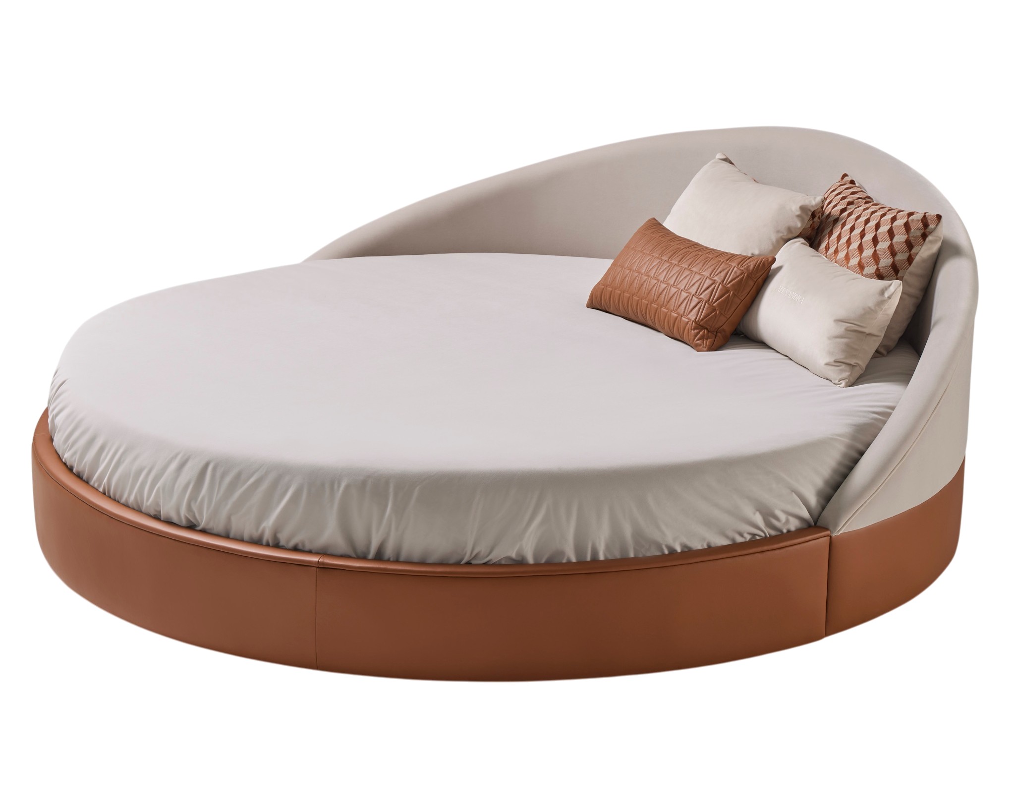 Letto rotondo in pelle Arco