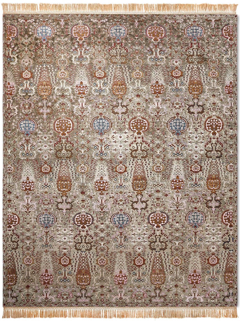 Tappeto Lusso Isfahan Grigio/Verde | Misura: 274 x 365 cm