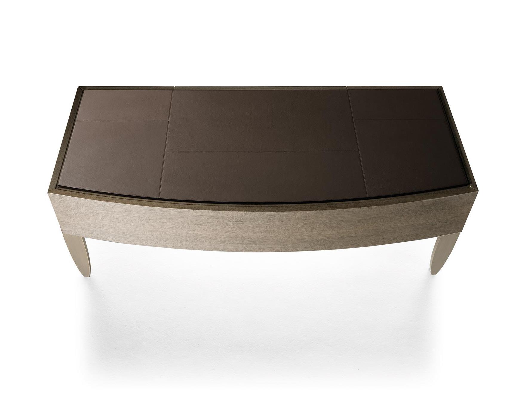 Scrivania Top Pelle Gambe Bronzo