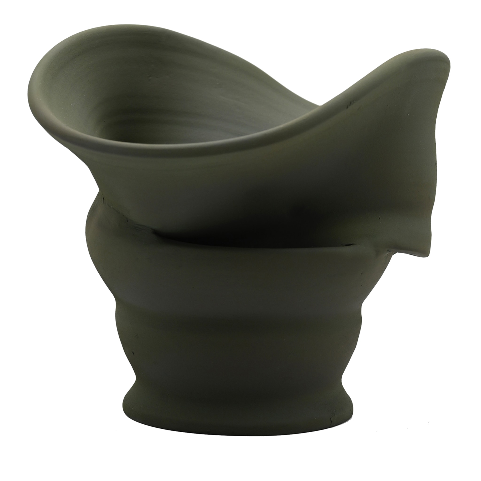 Vaso Verde Scolpito a Mano
