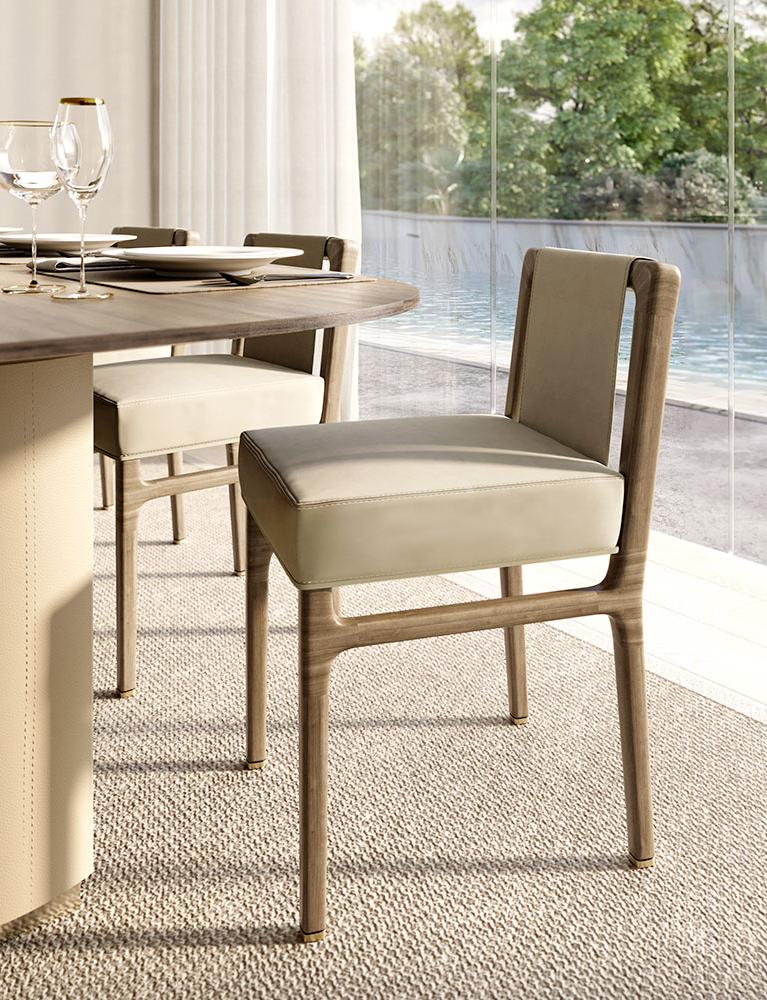Sedia Artigianale Italiana Amerigo | Configurazione: Senza braccioli | Rivestimento: Pelle