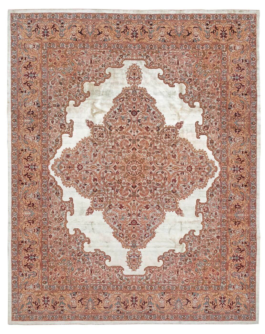 Tappeto Tabriz Blu Azzurro Seta