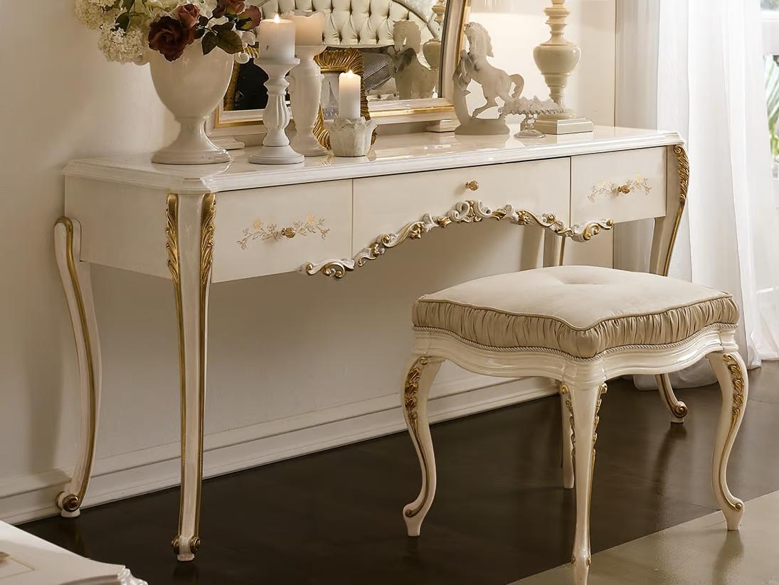 Tavolo da Toeletta Classico Italiano | Configurazione: Tavolo + specchio + pouf