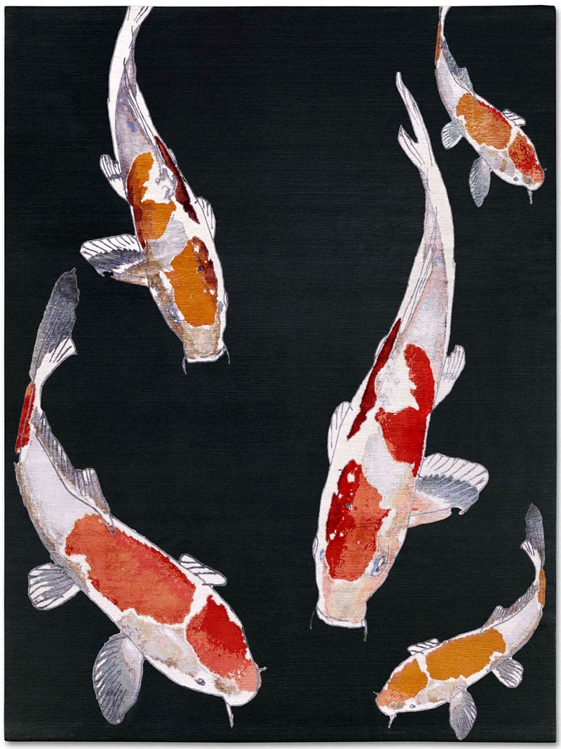 Tappeto Lusso Fish Rosso/Nero