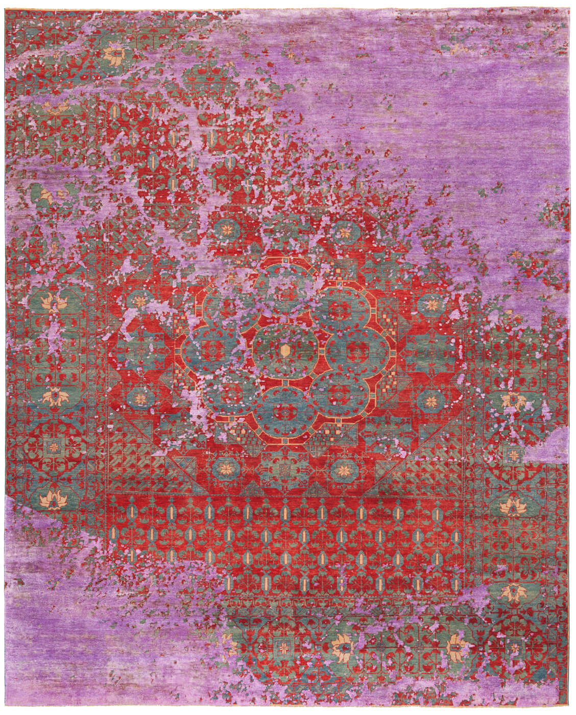 Tappeto Mamluk Kensington Raved Rosso E067 Seta