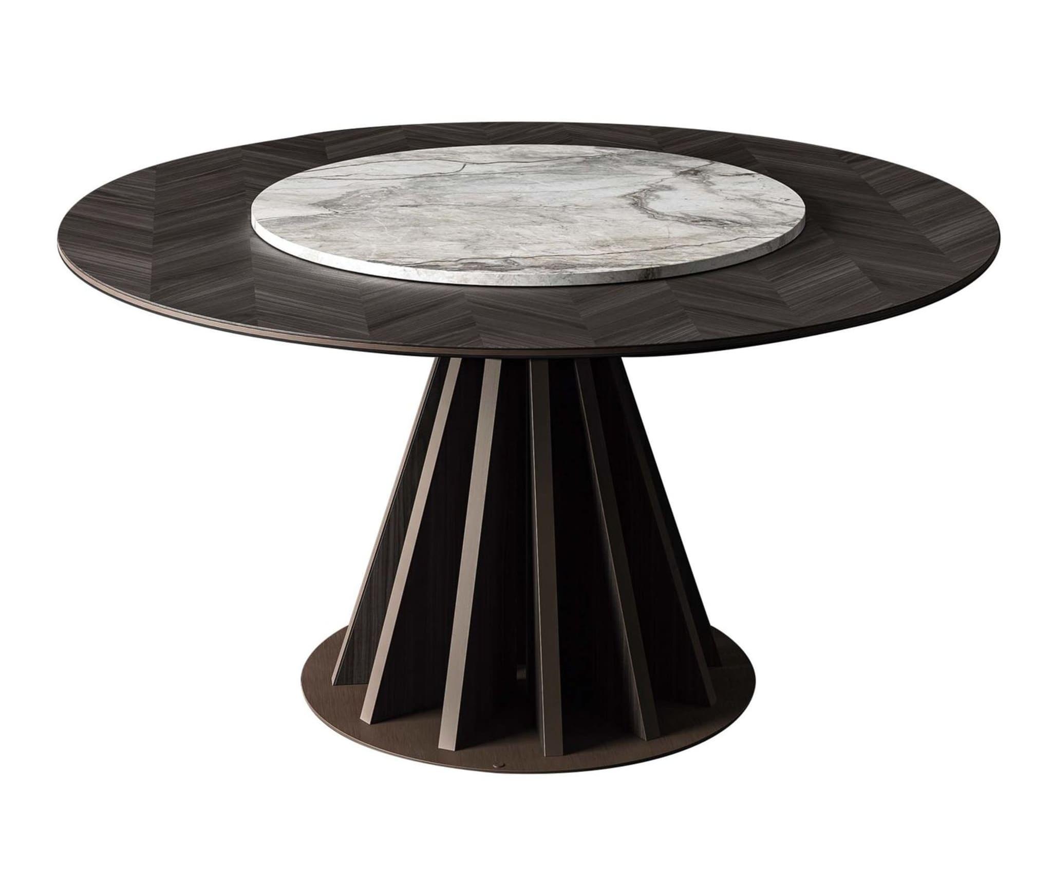 Tavolo Rotondo in Marmo e Legno | Configurazione: Senza vassoio girevole | Dimensioni: Ø 180 cm