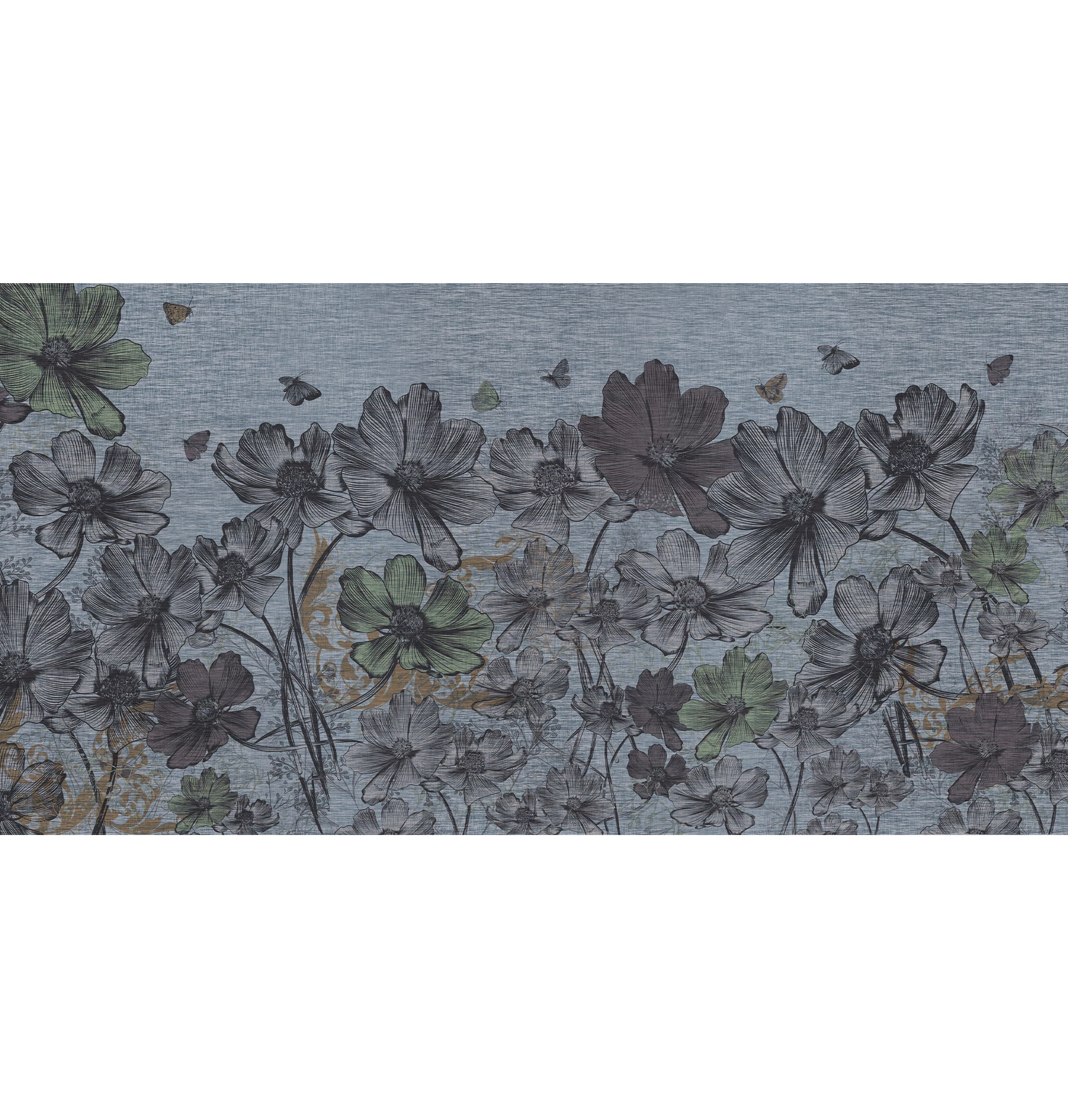 Carta da parati Jeans Flowers