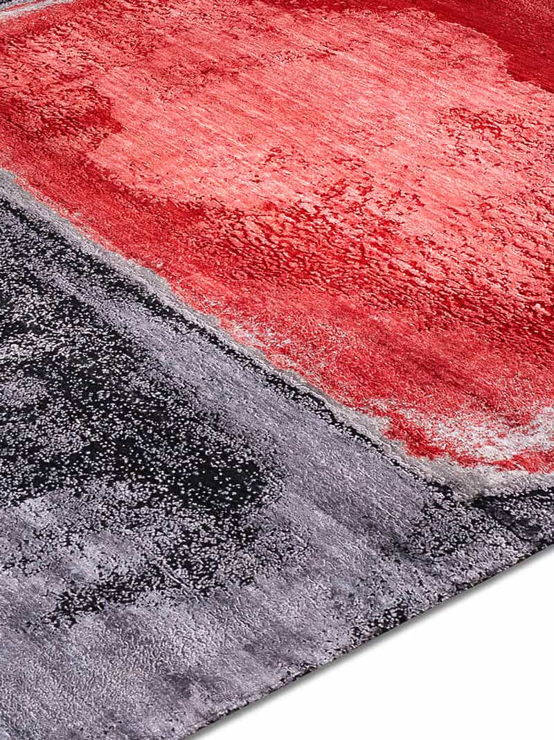 Tappeto Tessuto Rosso e Argento