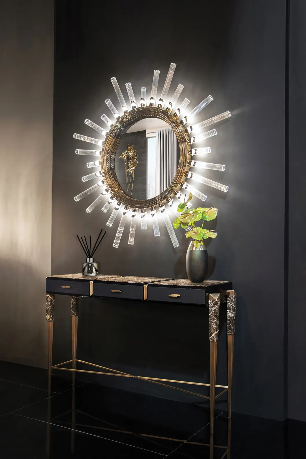 Specchio XL con Luce da Parete Regale