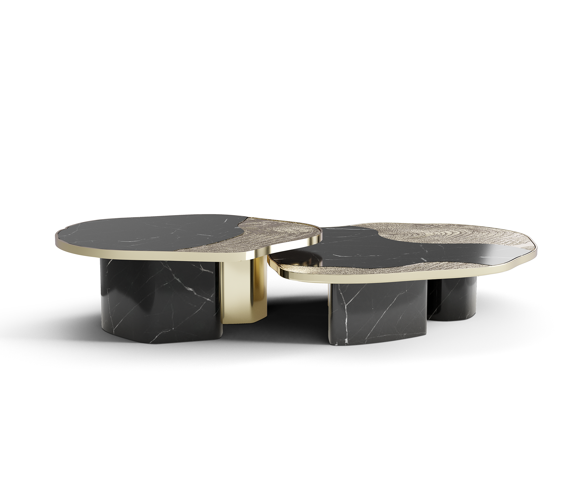 Set Tavoli Athena in Marmo Nero e Oro