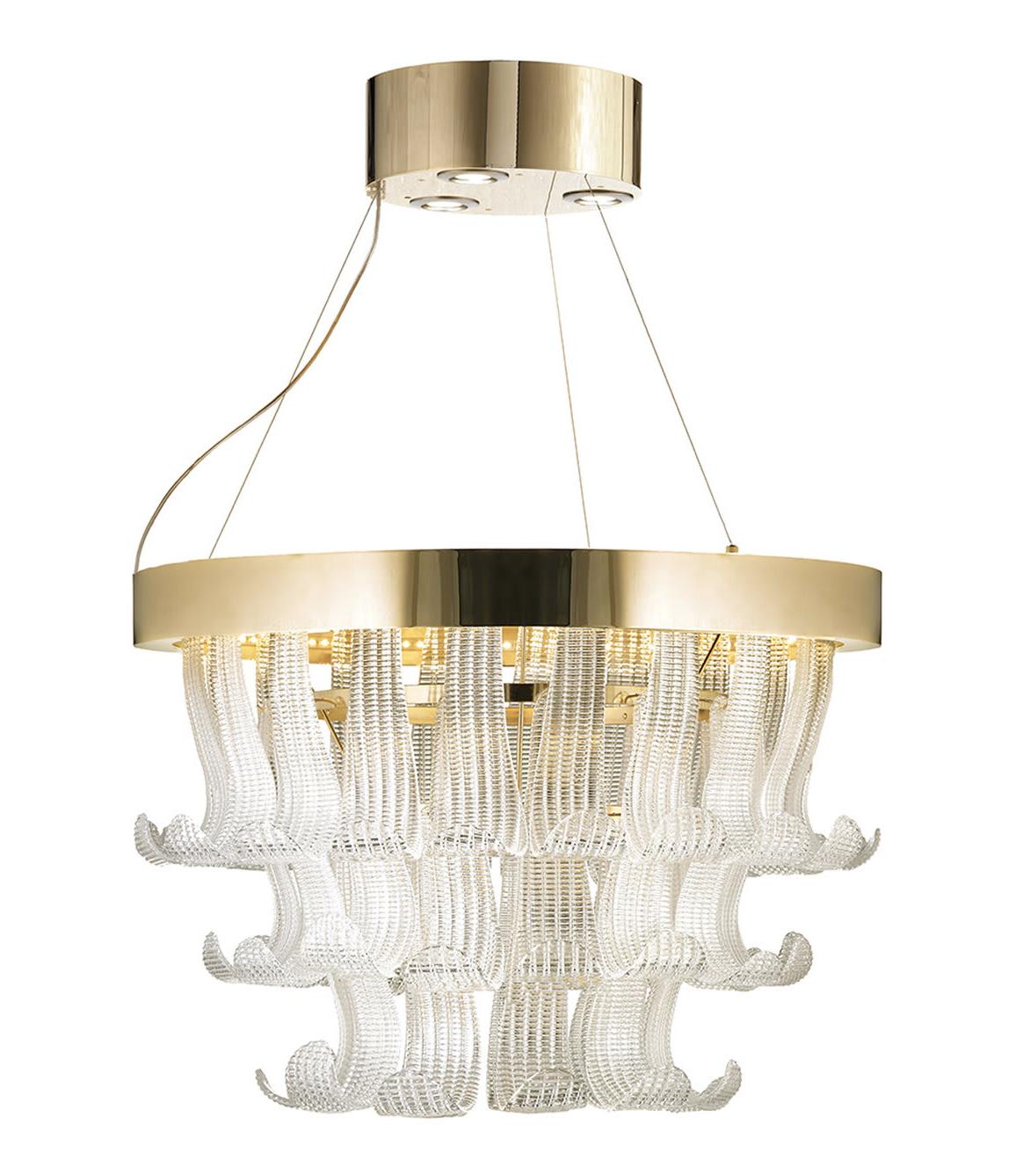 Lampadario ad Anello in Vetro di Murano Oro