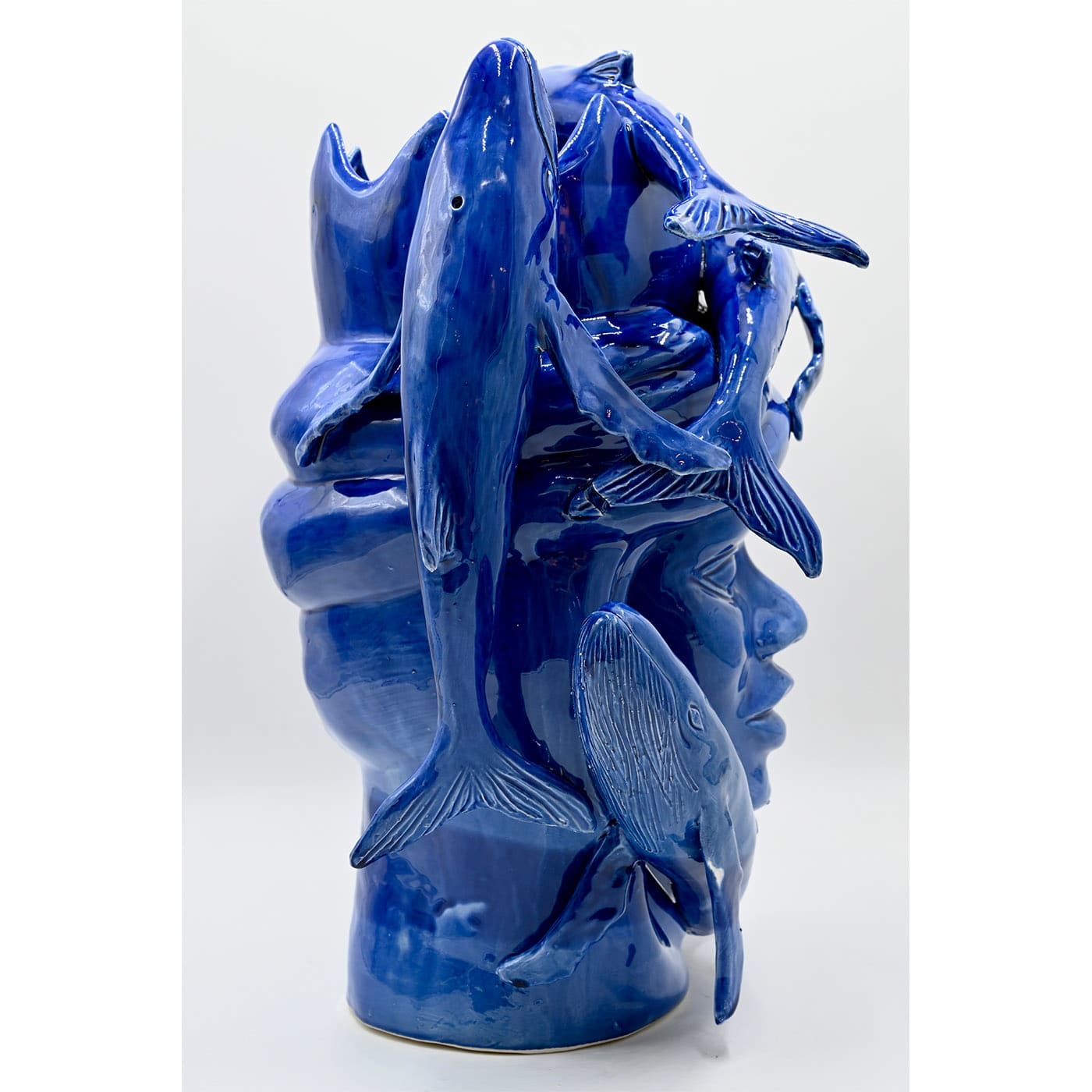 Testa di Moro Blu Lucido Scultura