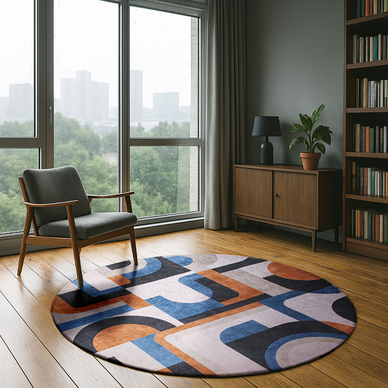 Tappeto Rotondo Camel Blue 9196